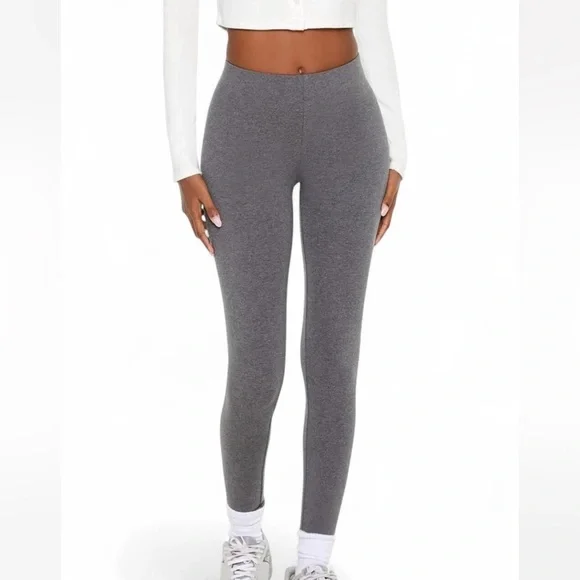 Forever 21 HEATHERED MID-RISE LEGGINGS size large - Picture 7 of 7